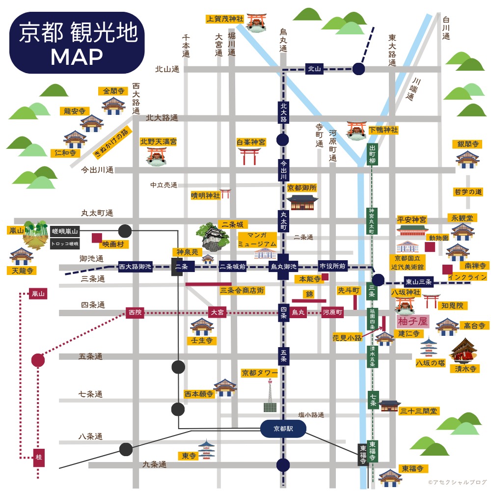 京都観光地MAP(柚子屋)