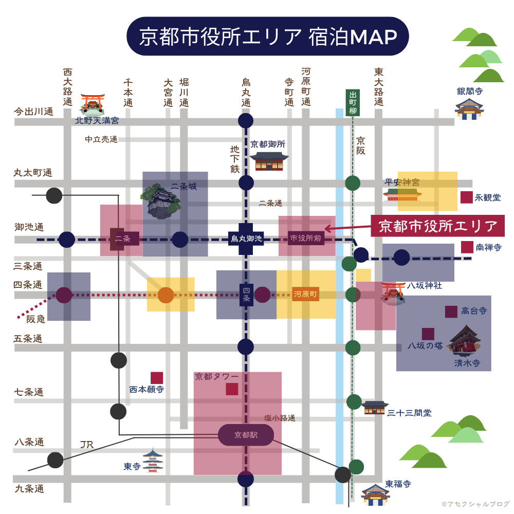 京都市役所エリア 宿泊MAP